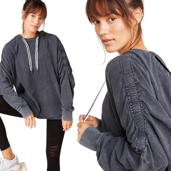 Free People Tops - Free People Movement Cayuga Hoodie Cotton Drawstring Neck Pockets Grey Womens S